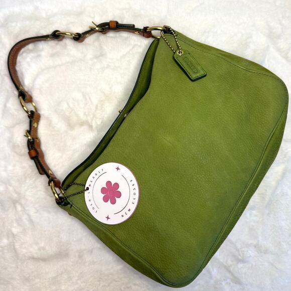 Coach Handbags - RARE y2k COACH 8A54 Chelsea Hobo Turnlock Nubuc Green Shoulder Bag